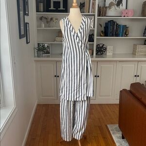 Free People Striped Sleeveless vest and wide leg pant set